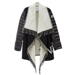 Moncler Mantella Logo Down Sleeve Belted Wool Cape Size S